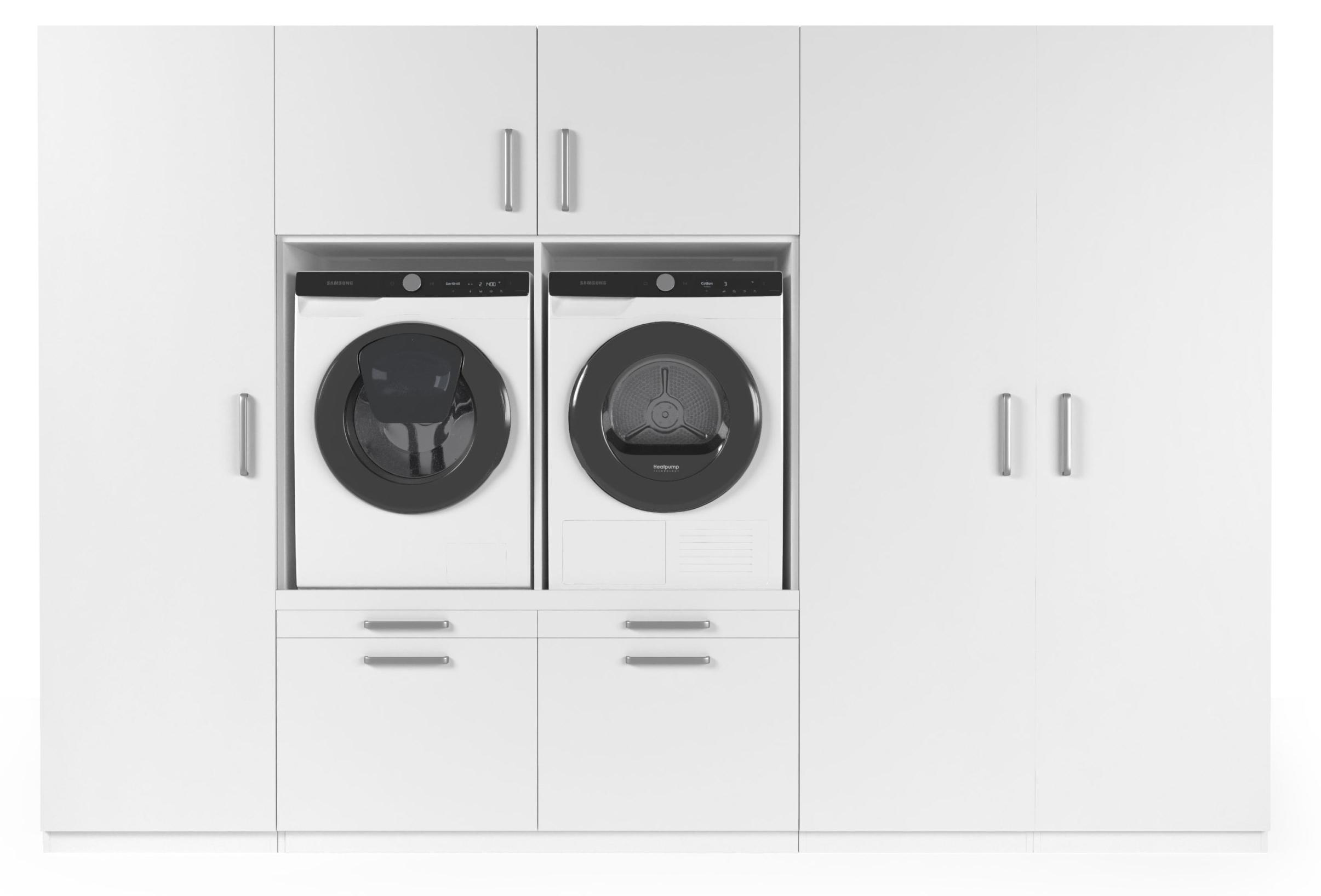 Waschmaschinen-Schrank Johannesburg - Unterbau für Waschmaschine - Waschmaschinen-Plattform - 700 (Breite) * 3130 (Tiefe) * 2110 (Höhe) mm - Weiß