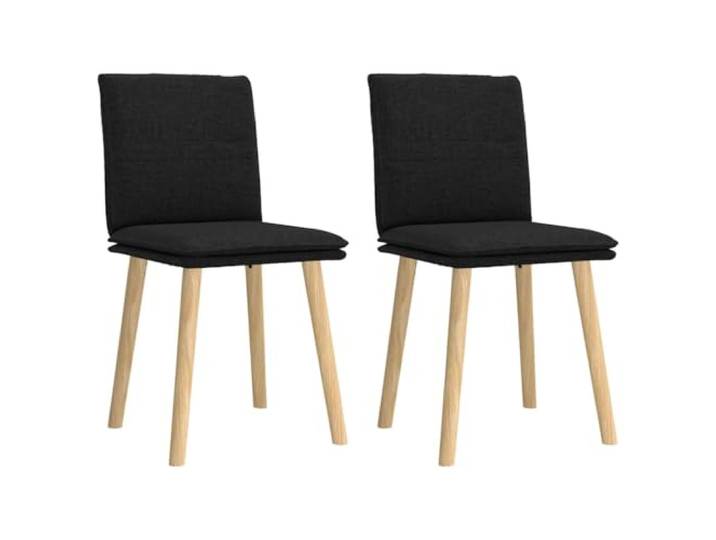 KTHLBRH Esszimmerstuehle 2 STK. Schwarz Stoff mit Gummibaumholz Gestell Massives Gummibaumholz, gepolsterter Sitz, atmungsaktives Polyester, ergonomisch geformt, vielseitig einsetzbar