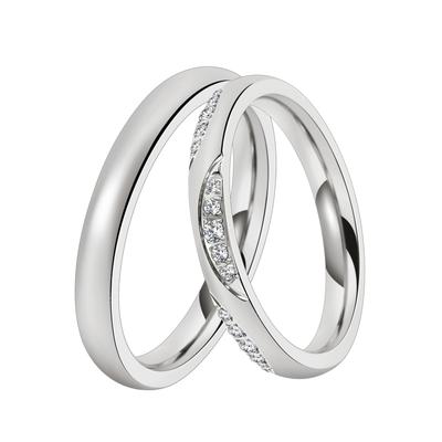 Trauring DOOSTI "Schmuck Geschenk Edelstahl Trauring Ehering Partnerring LIEBE" Gr. 60, silber (edelstahlfarben), Fingerringe, Damen, 60, ohne Zirkonia, Edelstahl, 3mm, Trauring, wahlweise mit oder ohne Zirkonia