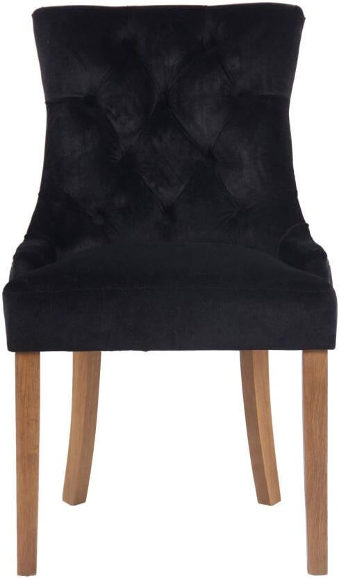 CLP Chaise de salle à manger matelassée en velours Noir Noir 58x92x55cm