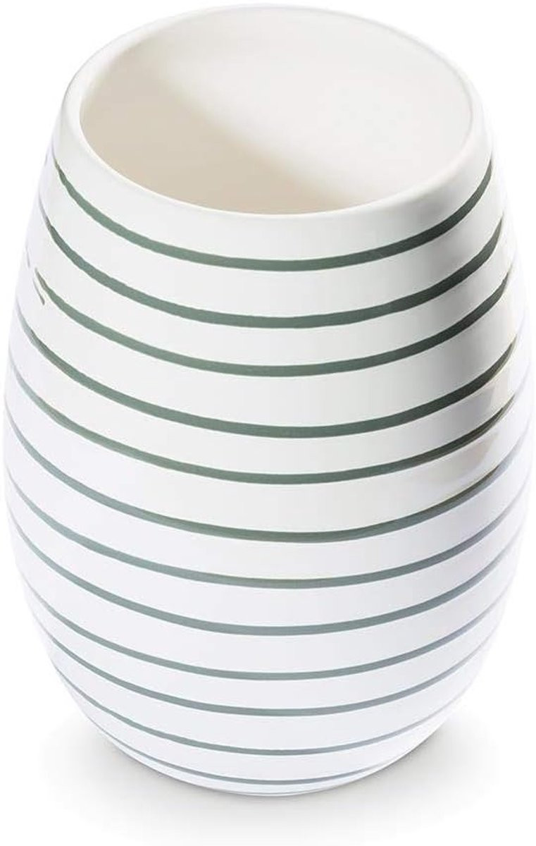 Handgemaakte hoge vaas grijs gevlamd, Hoogte: 21 cm