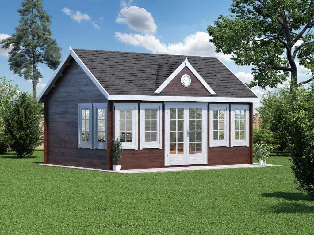 Alpholz Gartenhaus CLOCKHOUSE XL 570x410cm Naturbelassen 44mm Wandstärke