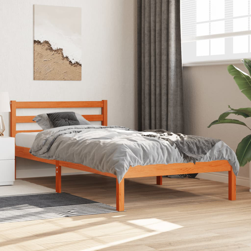 Norden Home Sadye Solid Wood Open-Frame Bed Wax brown Single (3')