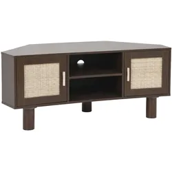 Oviala Business TV-Möbel Holzoptik 120 cm Kunstrattan skandinavisch dunkelbraun Oviala