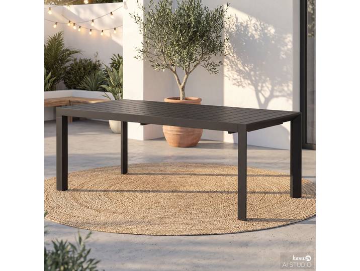 Table de n extensible Yuvo Aluminium thermolaqué 195 x 75 x 100cm Gris/Anthracite