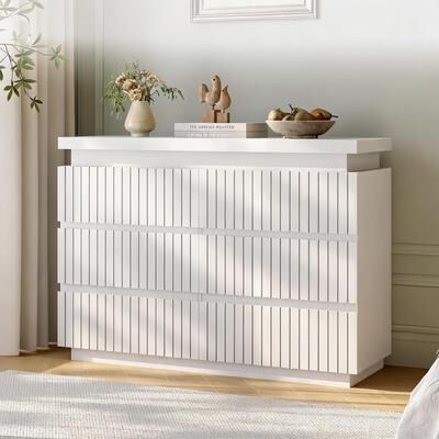 Garvee 3/6-Drawer Fluted Dresser Chest, Thick Floating Top, Handleless