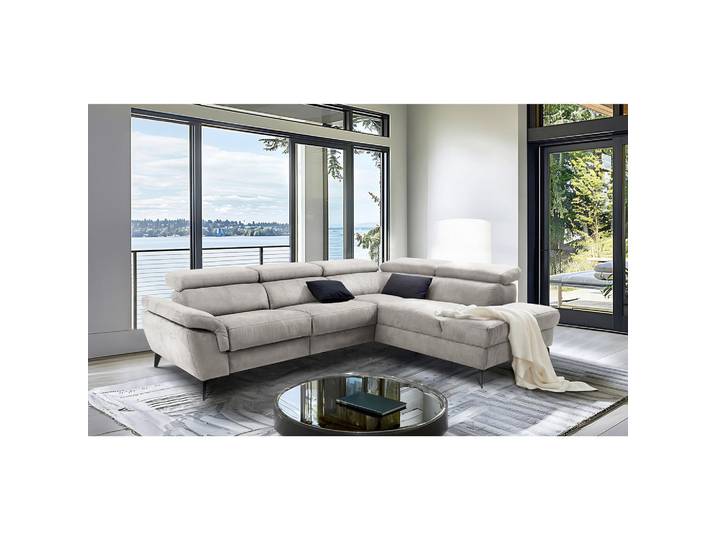 Livetastic Ecksofa Sono, Grau, Metall, 4-Sitzer, Ottomane rechts, L-Form, 265x210 cm, Rücken echt, motorische Relaxfunktion, Wohnzimmer, Sofas & Couches, Wohnlandschaften, Ecksofas