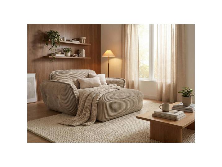 Trendmanufaktur Xxl-Sessel BE Fluffy, Beige, Kunststoff, 182x87x184 cm, Made in EU, gepolsterte Armlehnen, Wohnzimmer, Sessel, XXL-Sessel