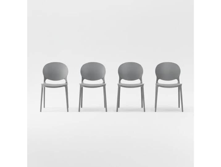 4x Designerstuhl Besucherstuhl Esszimmerstuhl aus Polypropylen (Blaugrau)