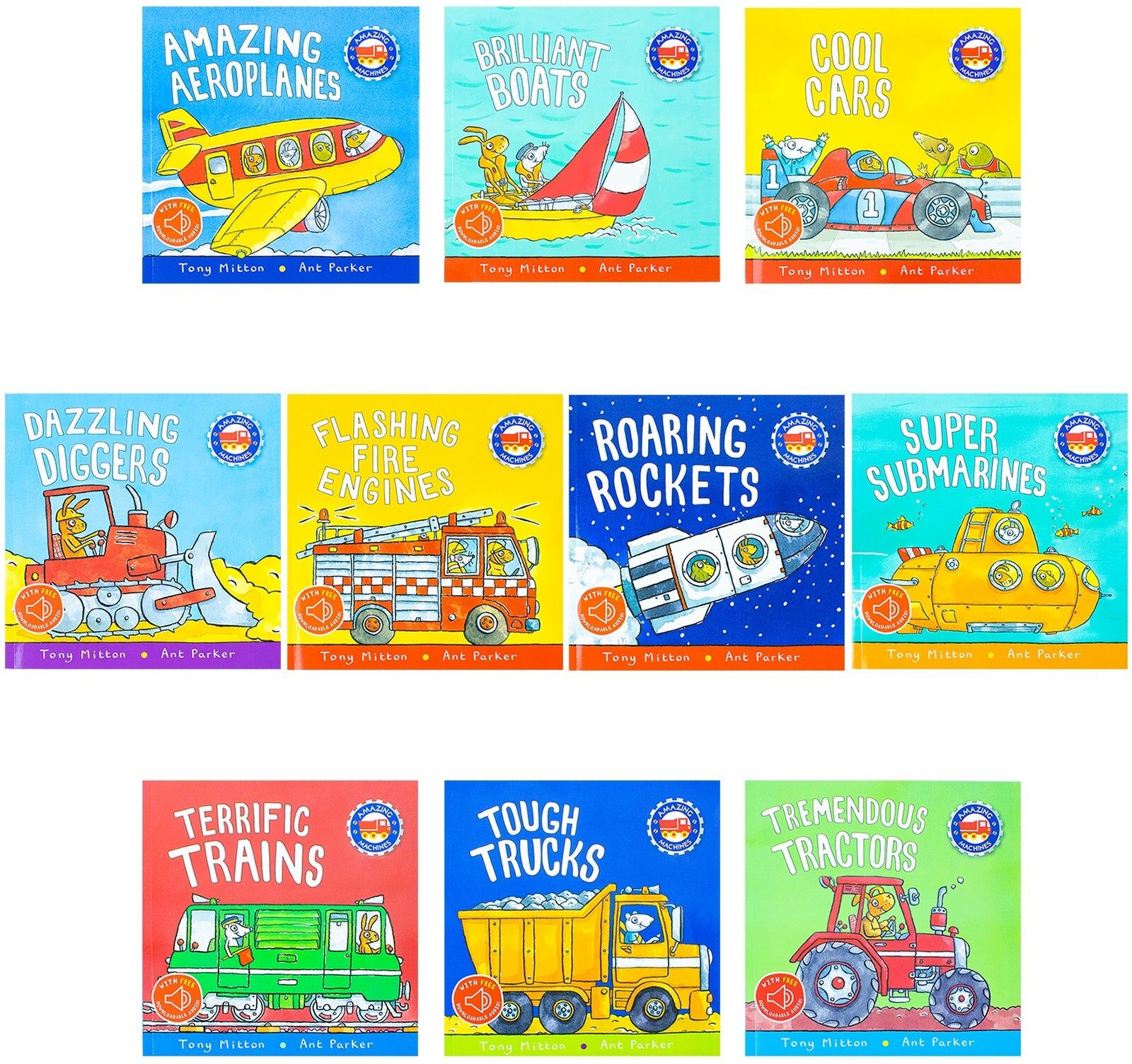 MACMILLAN Amazing Machines Collection by Tony Mitton and Ant Parker 10 Books Box Set