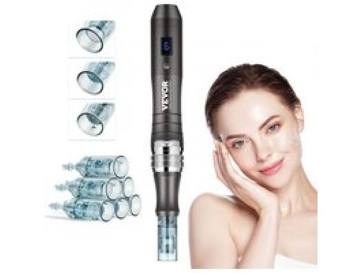 VEVOR Stylo de Microneedling Visage 6 Aiguilles Jetables, Stylo Derma Électrique Professionnel Appareil de Beauté Dermapen à 6 Vitesses Variables avec Longueur d'Aiguille Réglable 0-2,5 mm, Écran LCD