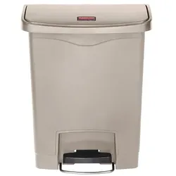 Treteimer Rubbermaid Slim Jim Kunststoff beige 30 L Tretabfallbehälter mit Pedal an der Breitseite