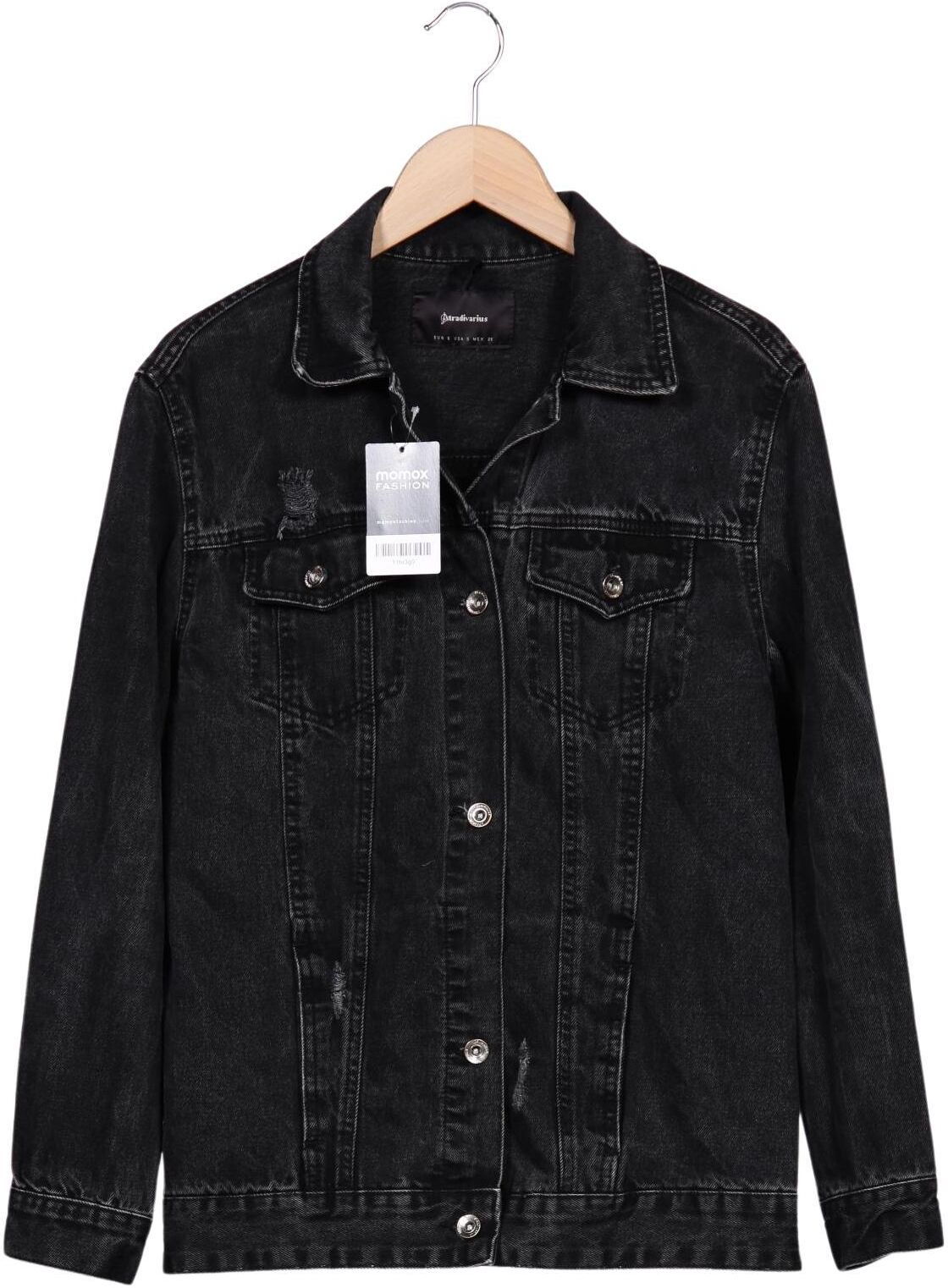 Stradivarius Damen Jacke, Schwarz, Gr. S, Baumwolle - Second Hand