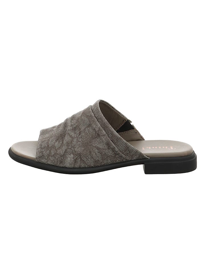 Think! Leder-Pantoletten in Grau - 37