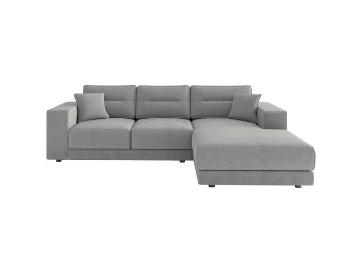 Livetastic Ecksofa Verona, Hellgrau, Kunststoff, 4-Sitzer, Füllung: Daunen, Silikon,Silikon, Ottomane rechts, L-Form, 272x195 cm, Made in EU, planbar, Rücken echt, individuell planbar, Wohnzimmer, Sofas & Couches, Wohnlandschaften, Ecksofas