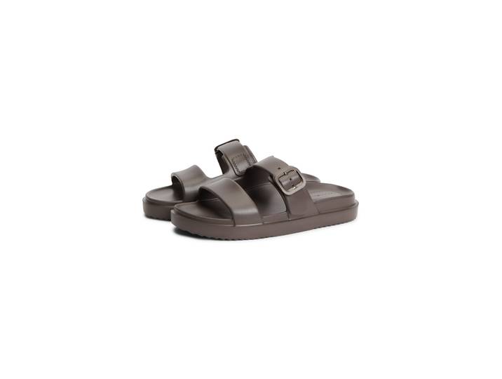 Pantolette TOMMY HILFIGER TH MOLDED SUMMER SANDAL , Damen, Gr. 38, braun (dunkelbraun), Synthetik, Schuhe Pantolette, Sommerschuh mit seitlicher Ziernaht