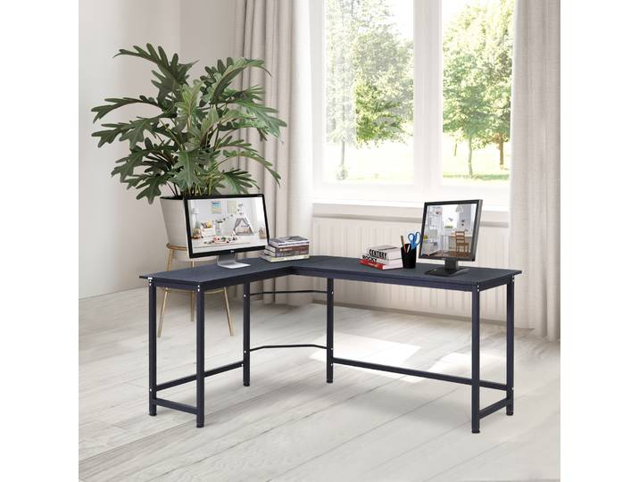 Vinsetto Table d'ordinateur en forme de L 168x120x75cm Cadre en acier