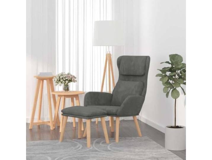 Relaxsessel mit Hocker Dunkelgrau Samt Metallrahmen Armlehnen,flexibler Fußhocker,Montageanleitung inklusive,Samtbezug,stabiler Metallrahmen