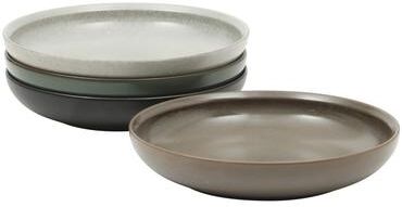 Gibson Elite Beckett 4-Piece Dinner Bowl Set - Reactive Glaze Stoneware - Shallow Pasta Bowls