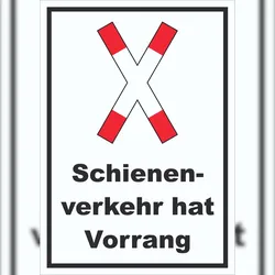 HB-Druck Schild Vorrang Schienenverkehr A6 (105x148mm)