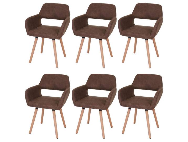 MCW Esszimmerstuhl Kastanienbraun 6er-Set, Rotbraun, Holz, 56x78x57 cm, Esszimmer, Stühle, Armlehnstühle