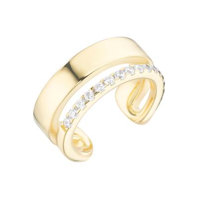 Ohrklemme FIRETTI "Schmuck Geschenk Silber 925 Ear Cuff in zweireihiger Optik", gold (gelbgoldfarben, kristallweiß, kristallweiß), Ohrringe, Damen, Silber 925 (Sterlingsilber), mit Zirkonia (synth.)
