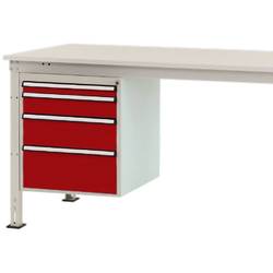 Manuflex ZB4764.3003 Gehäuse-Unterbau Stationär, Nutzhöhe 500 mm mit 4 Schubfächer. Für Tischtiefe 1200 mm