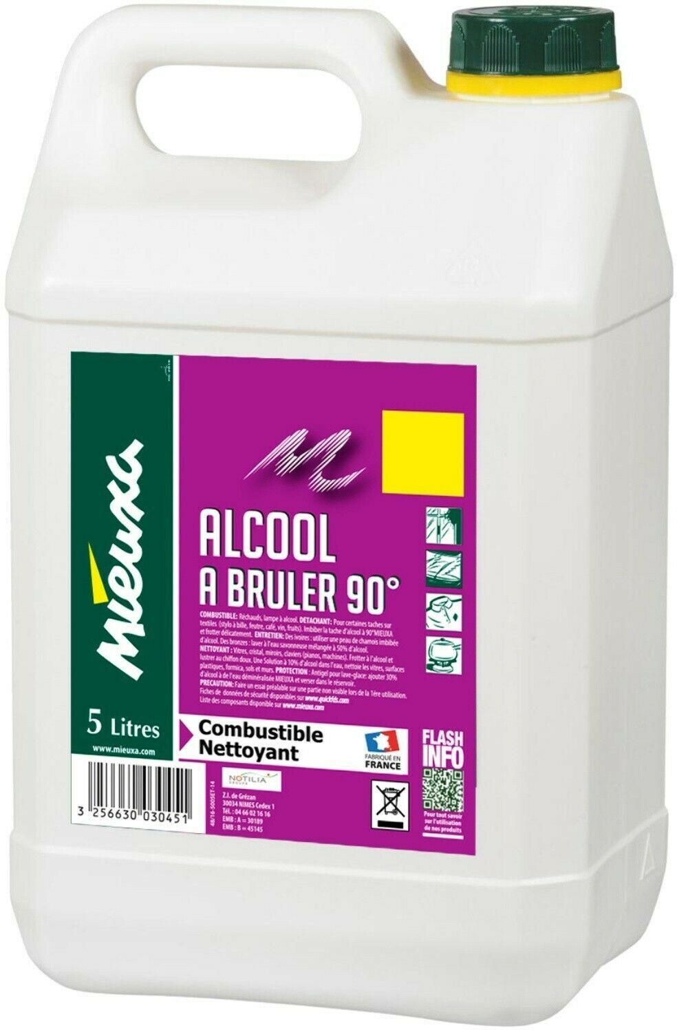 Alcool à brûler 90° 5 L MIEUXA 10347