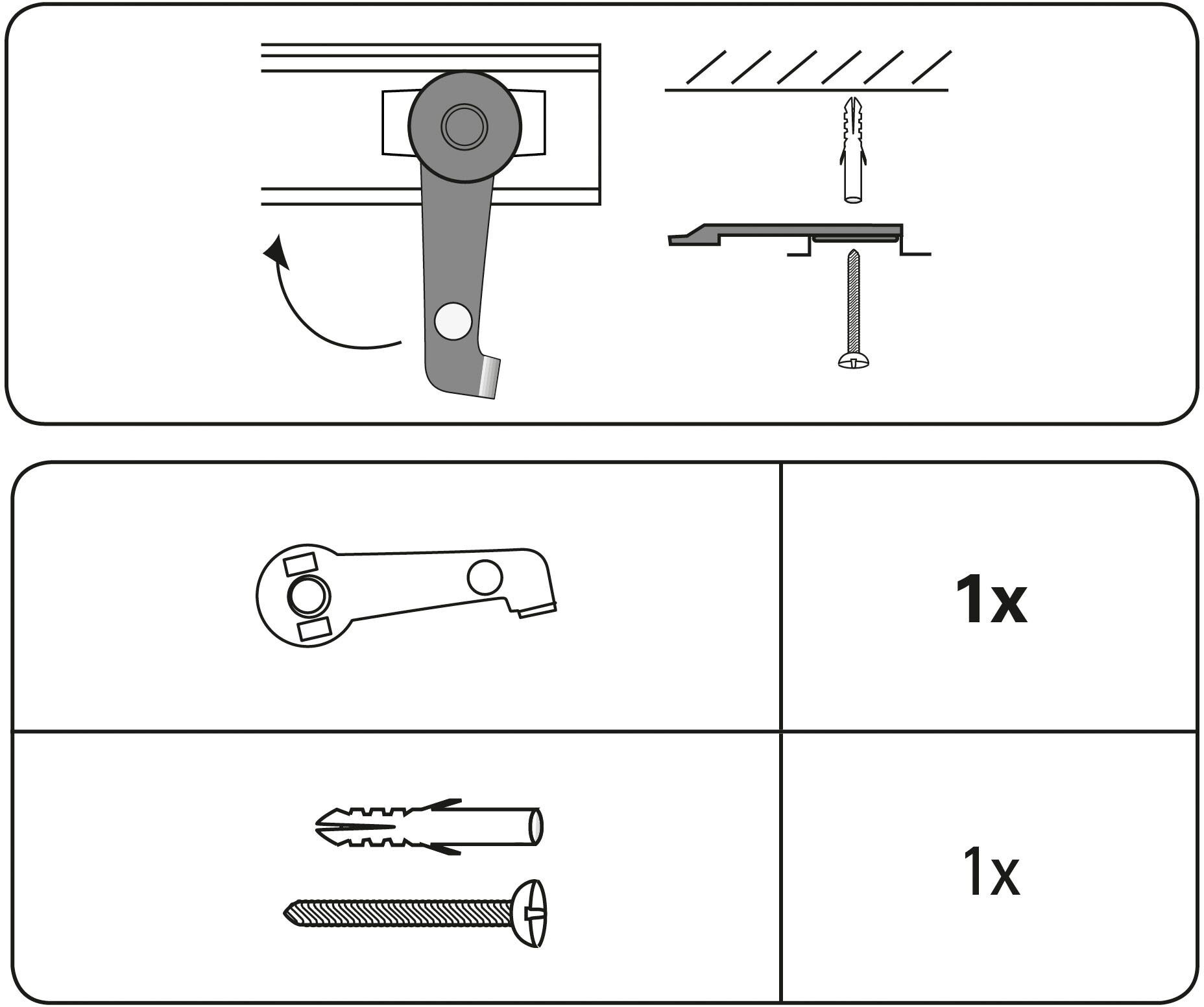 Gardinenstangenhalter GARDINIA "Deckenträger" Gr. 1, grau (aluminiumfarben), Blacklist, Gardinenstangenhalterungen, Gardinenstangenhalter, Serie Aluminiumschiene 13 mm aluminiumfarben Blacklist