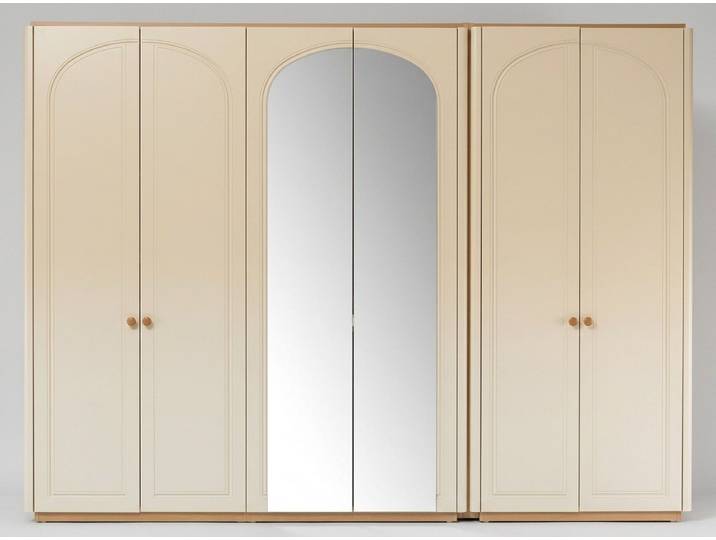 Xlmoebel Kleiderschrank Kleiderschrank Spiegel Beige Modern Luxus Schrank Drehtürenschrank