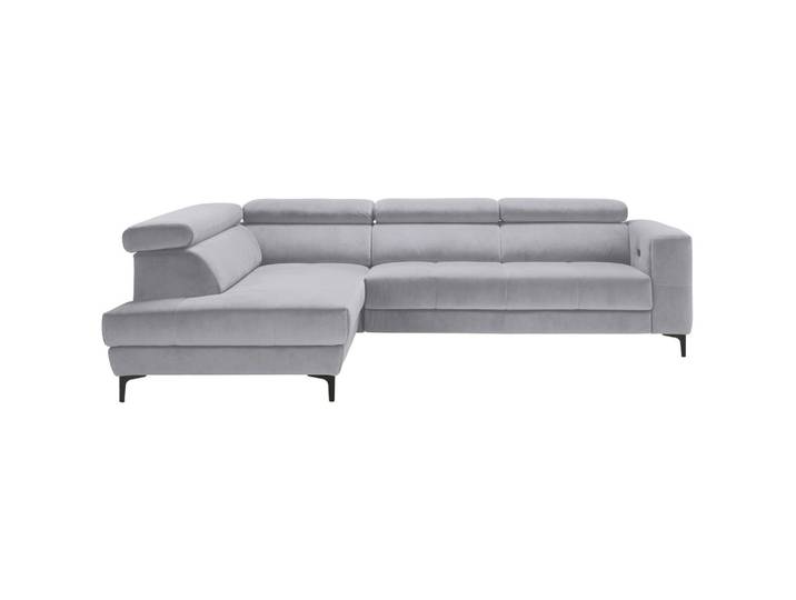 Ecksofa Velours Grauweiss