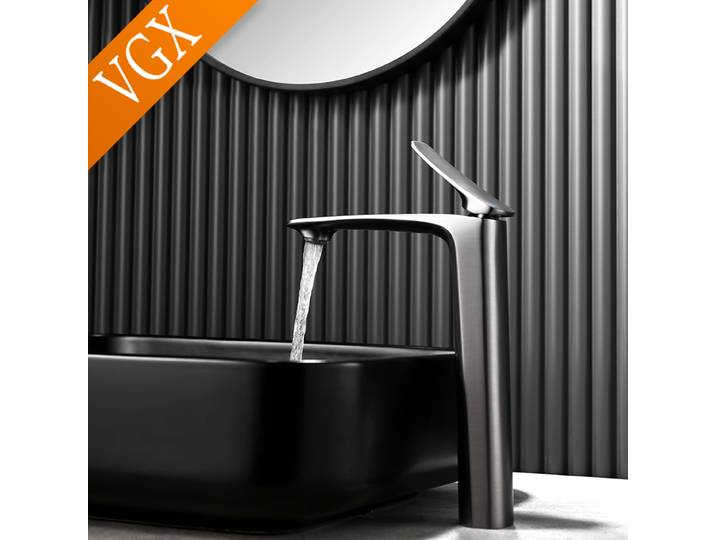 VGX robinets de salle de bains de luxe mélangeur de lavabo haut robinet d'évier grand robinet de lavabo gastronomique robinet d'eau chaude et froide en laiton chromé noir