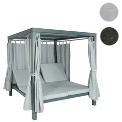 Lounge-Gartenliege HWC-J66, XL Sonnenliege Bali-Liege Outdoor-Bett Daybed, 10cm-Polster Olefin 205cm ~ grau