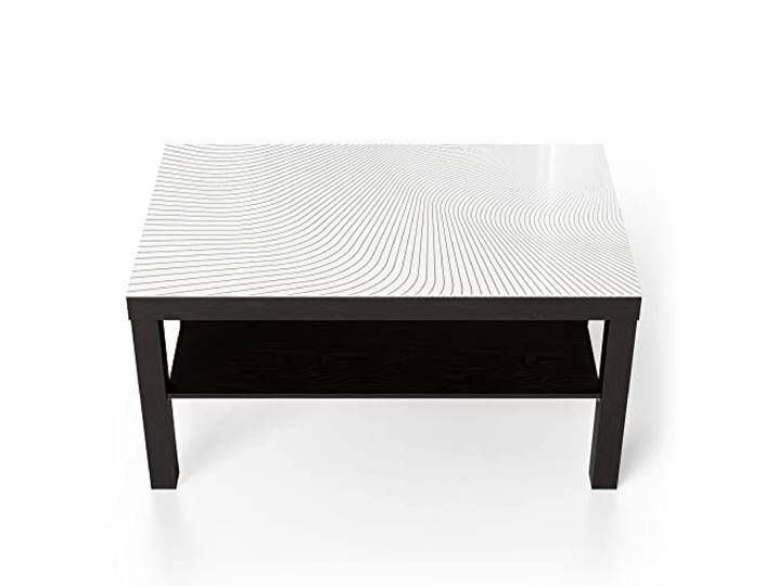 DEQORI Glastisch schwarz groß 90x50 cm Motiv Fließendes Streifenmuster ausgefallener Beistelltisch aus Glas Hochglanz Couchtisch fürs Wohnzimmer moderner Couch Tisch mit Design