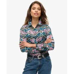 Superdry für Damen. W6012006A Mehrfarbiges durchsichtiges Hemd (XS), Lässig, Viskose, Langarm