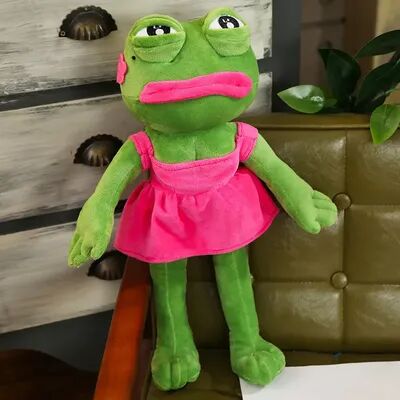 JoyToys 45cm Sad Frog Plush Toy Soft Pepe Frog Plush Stuffed Pillow For Cuddles & Room Decor pink
