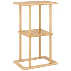 COSTWAY Beistelltisch 2er Set, Bambus-Nachttische, rechteckiger Sofatisch mit Aufbewahrungsregalen, moderner Couchtisch für kleine Räume, Naturfarbe