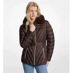 Michael Kors für Damen. 77A6945M42 Braune faltbare Steppjacke (S), Lässig, Nylon, Polyester