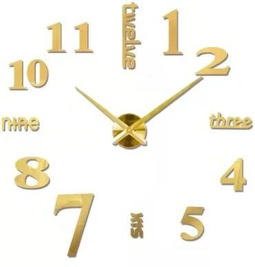 Inspire Select Large 3D DIY Wall Clock Luminous Silent Modern Wall Sticker Clock For Living Room Decor 018 Gold 37 In 3d