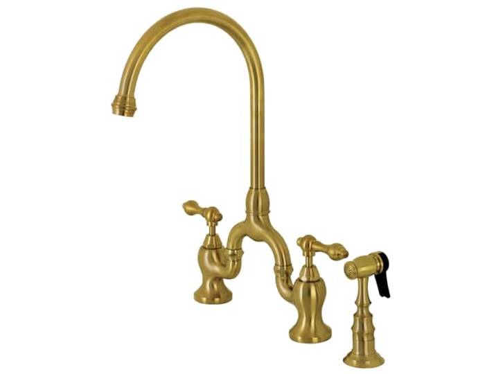 Kingston Brass KS7797ALBS English Country Bridge Küchenarmatur, gebürstetes Messing