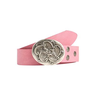Ledergürtel RETTUNGSRING GÜRTEL "»Gump Pink«, mit austauschbarer Schließe »Blume Schnörkel«", Damen, Gr. 115, rosa, Rindsleder, Gürtel Ledergürtel