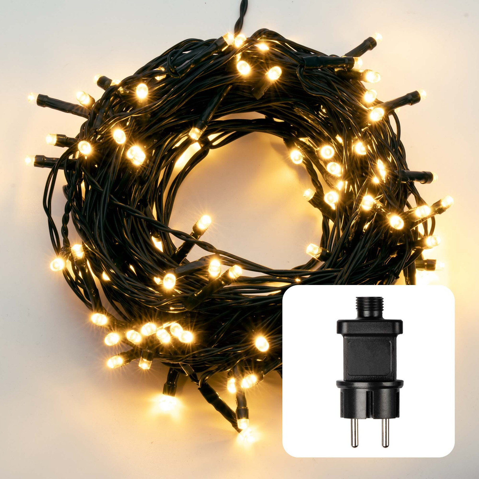 Hellum LED-lichtketting voor buiten met 120 mini heldere glazen lichtjes