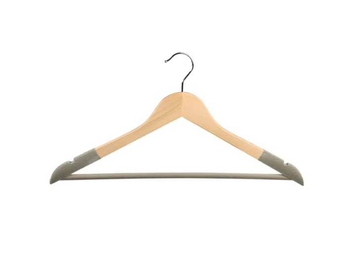 KESPER Formkleiderbügel - 8er Pack, Material: Lotusholz mit Anti-Rutsch-Beflockung, Metall, Maße: 44,5 cm breit, Farbe: Natur, Grün 67170