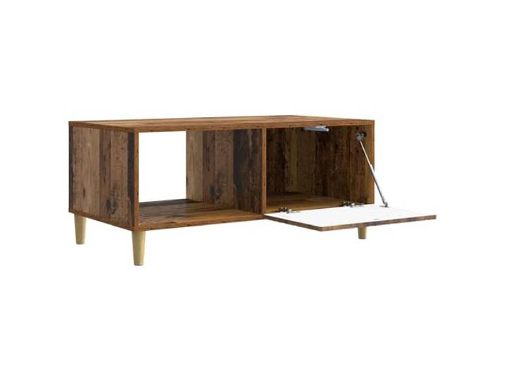 KTHLBRH Couchtisch aus antikem Holz, 90 x 50 x 40 cm Technisches Holz, Beine aus braunem Eukalyptus, geräumiges Regal, einfache Reinigung