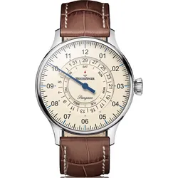 Meistersinger Klassik Plus Pangaea Day Date PDD903 - elfenbein,braun mit weißer Naht - 40mm