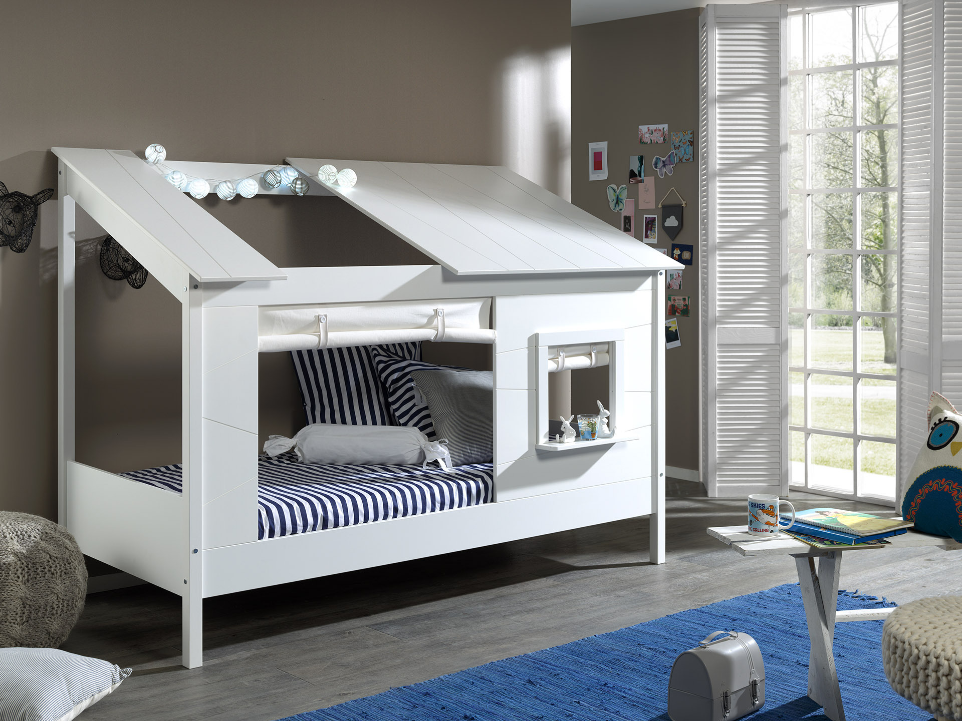 Vipack Baumhaus Bett 90 x 200 cm Liegefläche offenes Dach Weiß lackiert Weiß