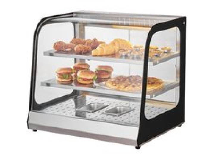 VEVOR 2-stufiger kommerzieller Speisenwärmer, 850 W Speisenwärmer mit gehärtetem Glas und Dampfheizung, Temperaturregelung von 30 °C bis 85 °C, 111 l großes Fassungsvermögen für Hamburger, Pizza, Brot, Hühnchen