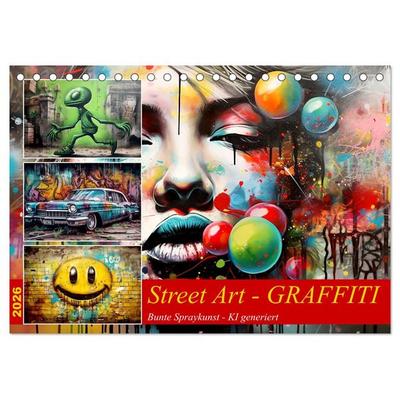 Street Art Graffiti (Tischkalender 2026 DIN A5 quer), CALVENDO Monatskalender