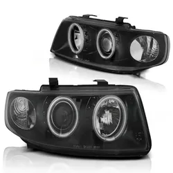 Scheinwerfer CCFL Angel Eyes passend für Seat Leon 1M / Toledo 1M Bj. 99-06 Schwarz