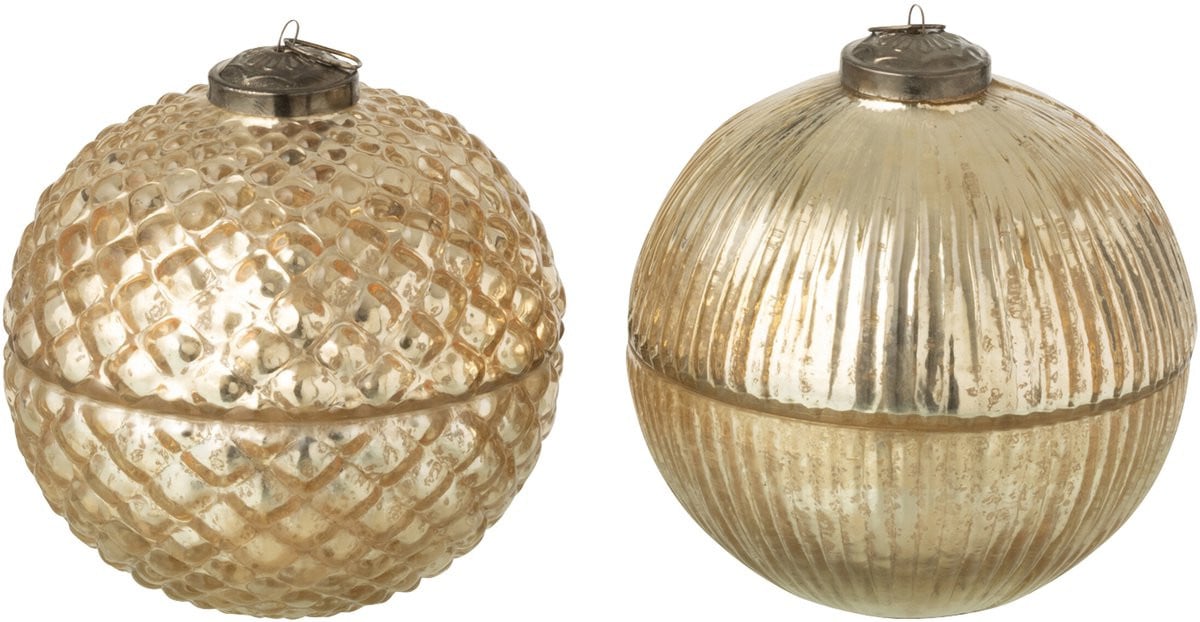 J-Line Geurkaars Kerstbal Goud - 2 stuks